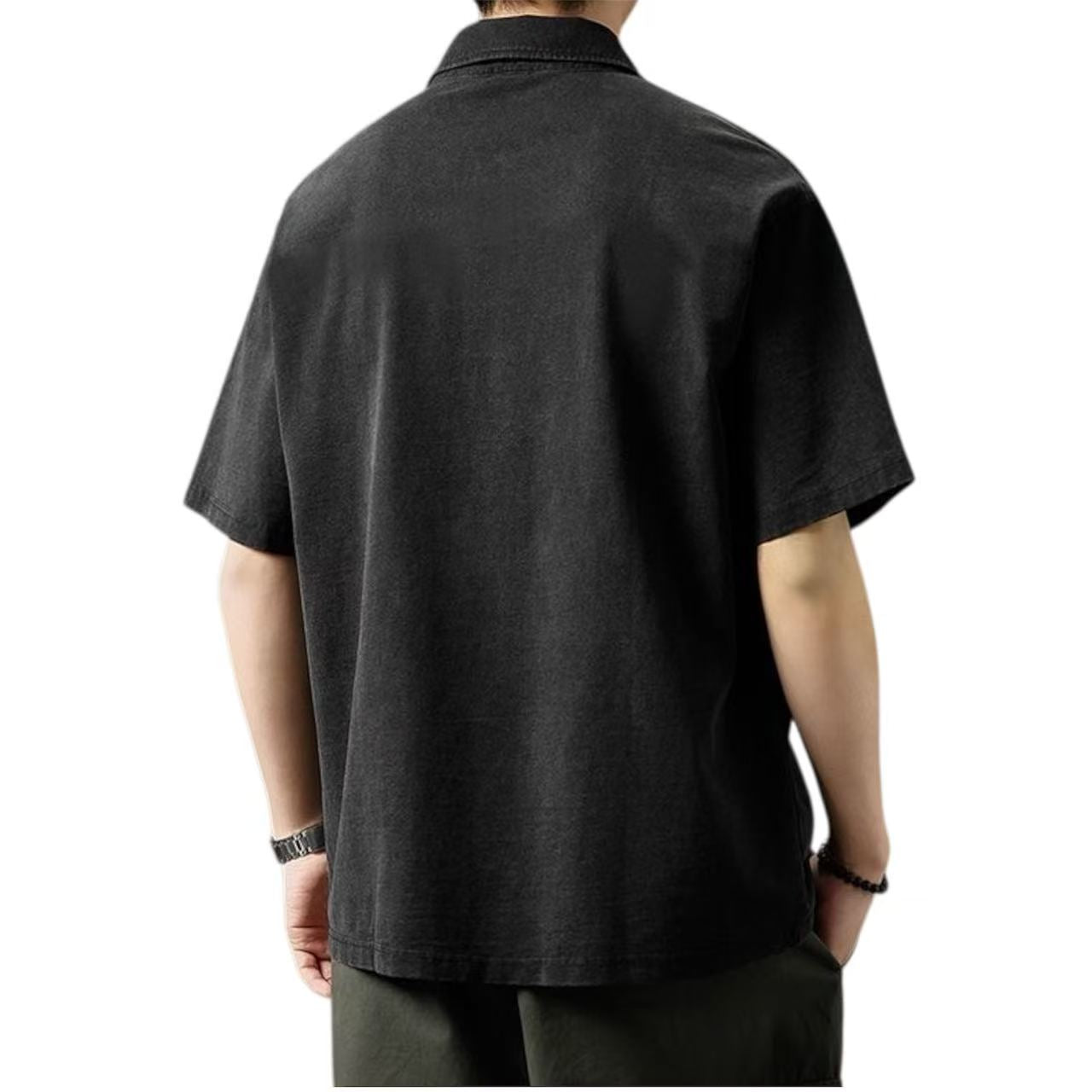 Summer Plus-Size Vintage Washed Polo Shirt