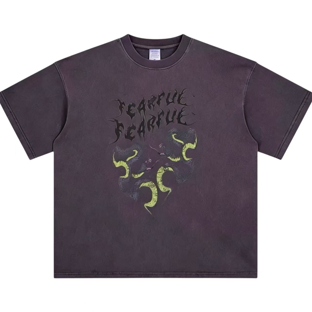 Vintage Snake Print Oversized Unisex Streetwear Short Sleeve Tee
