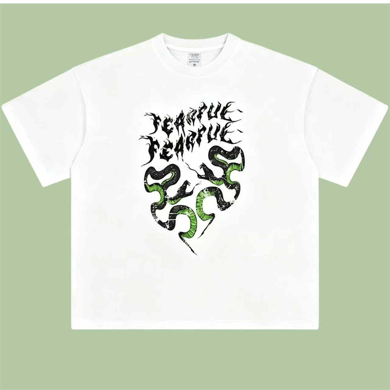 Vintage Snake Print Oversized Unisex Streetwear Short Sleeve Tee