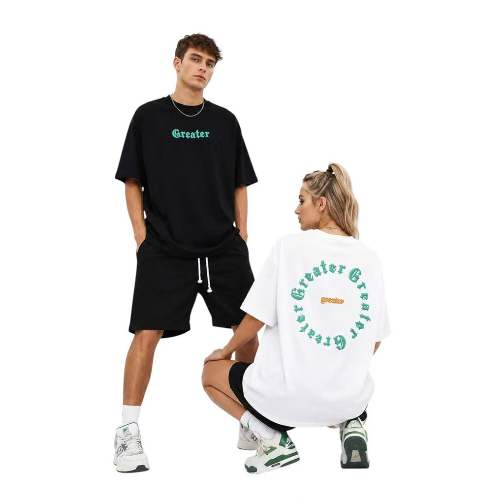 Oversized Short-Sleeve T-Shirt with Retro Letter Print