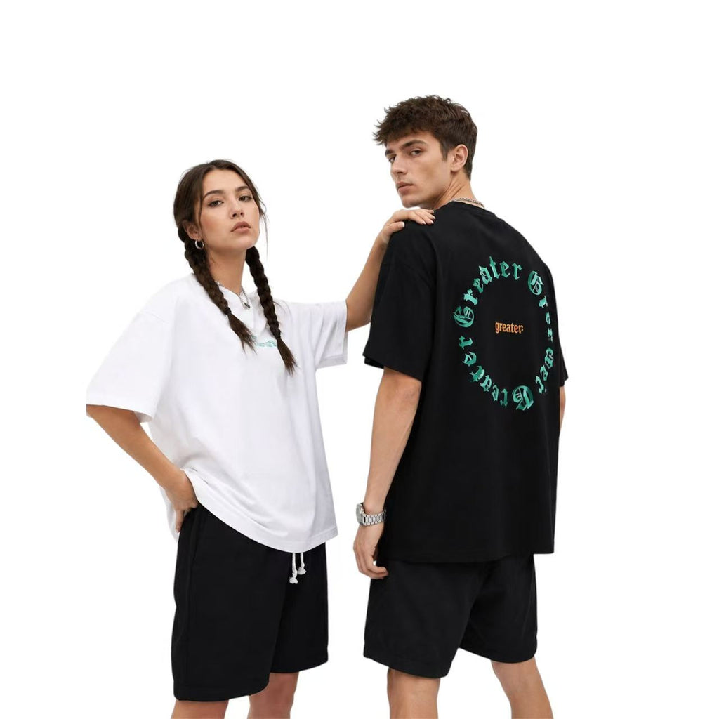 Oversized Short-Sleeve T-Shirt with Retro Letter Print