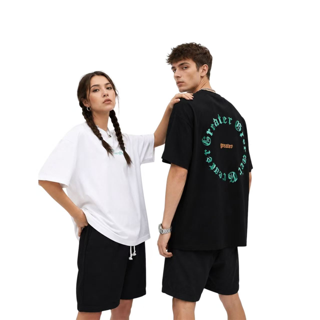 Oversized Short-Sleeve T-Shirt with Retro Letter Print